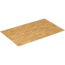 Relaxdays Badematte Bambus, 70 x 42 cm, faltbar, rutschfest, Bambusmatte für Badewanne, Dusche, Sauna, Badteppich, natur