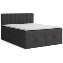 dein schlaf 24 BOXBETT DAVID 160/200 Velour Anthrazit mit einer Matratze H4 - Dunkelgrau