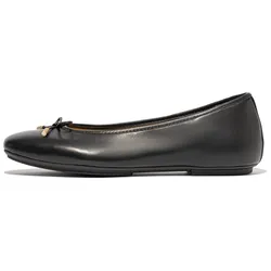 Ballerina FITFLOP "DELICATO BOW", Damen, Gr. 43, schwarz, Leder, unifarben, elegant, Schuhe, Slipper mit Schleife