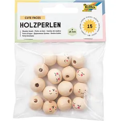 folia Bastelset Holzperlen Gesicht natur