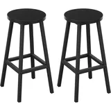 Klihome Barhocker 2er Set, Barstühle mit Metallgestell, Bar Hocker rund, Küchenstühle mit Fußstütze, Tresenhocker 150 kg belastbar, für Bar Kücheninsel Esszimmer, Schwarz, K0007BH-2