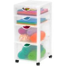 Iris Ohyama Kunststoff-Schubladenbox mit Rollen, 2 tiefe und 2 flache Schubladen, Mattweiß, Griffe zum Ziehen, Für Schlafzimmer, Schule & Büro, BPA-frei, Schubladenschrank, Rollcontainer, DDDC-322
