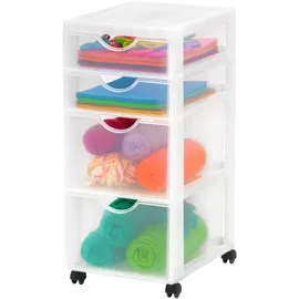 Iris Ohyama Kunststoff-Schubladenbox mit Rollen, 2 tiefe und 2 flache Schubladen, Mattweiß, Griffe zum Ziehen, Für Schlafzimmer, Schule & Büro, BPA-frei, Schubladenschrank, Rollcontainer, DDDC-322
