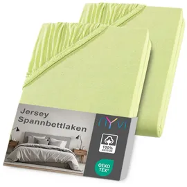 nyvi Spannbettlaken Jersey 120 x 200 - 130 x 200 cm grün 2 St.