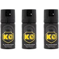 3 Stück KO Security CS-Spray 40 ml – Breitstrahl Personenabwehrspray mit BKA-Zulassung - modernes Design - kompakt und diskret
