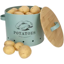 Kartoffeltopf Fresh Metall-Dose mit Bambusdeckel mint Vorratsdose mit Löchern