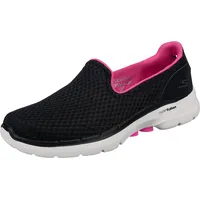 SKECHERS Women's GO Walk 6 Big Splash Sneaker, Schwarz/Heißrosa,