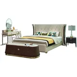 JVmoebel Schlafzimmer-Set Modern Bett 2x Nachttisch 3tlg. Schlafzimmer Set Betten Luxus, Made in Europa braun|weiß