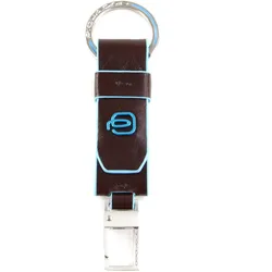 PIQUADRO Blue Square Keychain With Carabiner Mogano