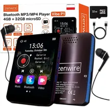 zenwire Tragbarer Player - MP3 und MP4 - Bluetooth - FM-Radio - Diktiergerät - SD - Kopfhörer - 36 GB - Schwarz