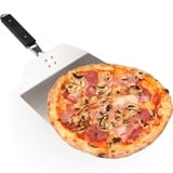 Pizzaschieber mit großer Schaufel - 24cm x 25cm / Pizzaschaufel Edelstahl/Zusammenklappbarer Griff für optimale Handhabung gummiert