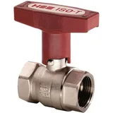 Premium Hermann Schmidt Heizungs-Kugelhahn 1" Messing vernickelt, mit verlängertem T-Griff, PN 40