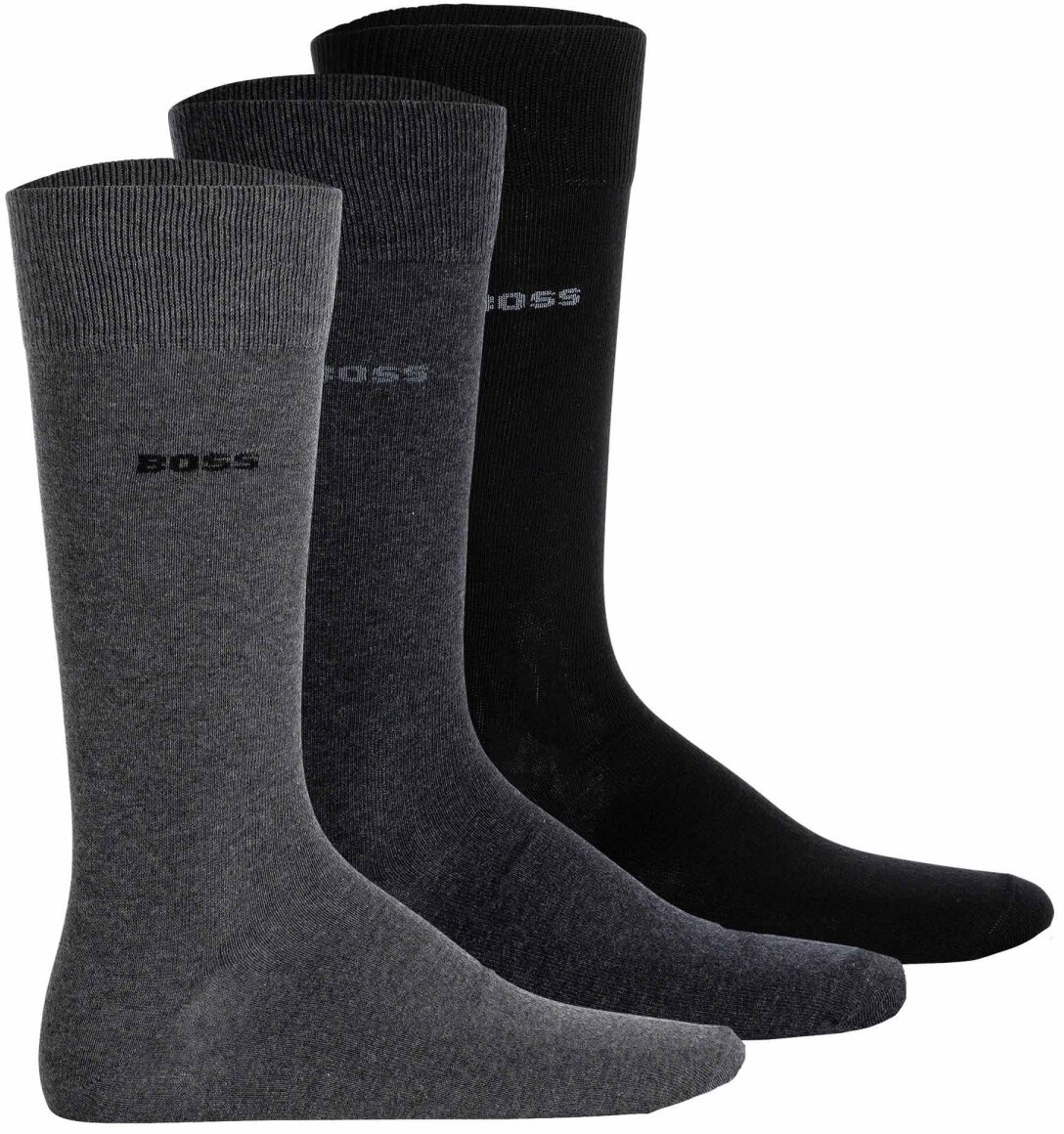 BOSS Herren Socken, 3er Pack - 3P RS Uni Colors CC, Finest Soft Cotton, Baumwoll-Mix Schwarz/Grau 39-42