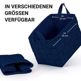 N8WERK Aufbewahrungskorb Filz mit Griff 35 x 25 x 25 cm blau
