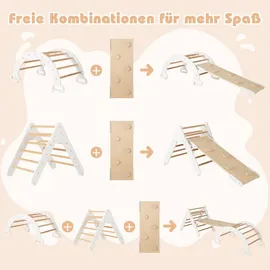 Costway Kletterbogen 4 in 1 mit Rutsche Grau/Naturbelassen
