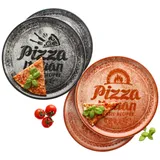 MamboCat 4er Set Pizzateller rot & schwarz I Ø 31 cm I für 4 Personen I große Pizzateller aus Porzellan mit Dekor & Schrift I für Pizzen oder zum Anrichten I XL-Speiseteller, Servierplatte