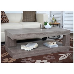 Couchtisch MCW-A32, Wohnzimmertisch, 3D-Struktur, 40x110x60cm ~ dunkle Eicheoptik
