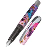 ONLINE USV-Systeme Online Füller College Butterfly mit M-Feder I Füller Grundschule mit coolem Butterfly-Print I Allergikerfreundlich, leicht & ergonomisch I Füllhalter inkl. blauer Tintenpatrone I Made in Germany
