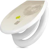 banjado Familien WC Sitz mit Absenkautomatik 44,9x37,1cm - Klobrille mit Kindersitz aus hochwertigem Polypropylen - Toilettendeckel mit Kinder Toilettensitz integriert - Motiv Flüchtiges Glück