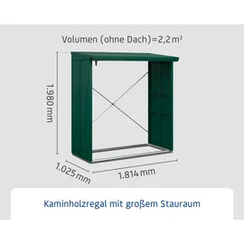 Hörmann Kaminholzregal Elegant Typ 2 Metall 181 x 103 x 198 cm moosgrün
