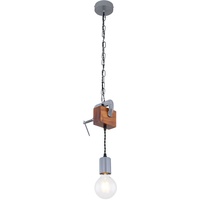 GLOBO Lighting - Hängeleuchte Holz Esstisch Lampe Küche hängend Retro Deckenleuchte Vintage Pendelleuchte 1 flammig, Schraubzwinge Metall verzinkt, E27, LxH 14x120cm