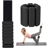 Katomi Verstellbare Gewichte für Handgelenke und Fußgelenke 900g (2x450g), Silikon Gewichtsmanschetten für Damen, Fitness Armband für Pilates, Yoga und Training Zuhause, Schwarz