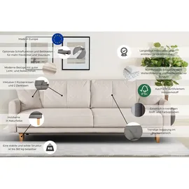 Home Affaire 3-Sitzer HOME AFFAIRE "TRIPLO optionale Schlafsofa mit Bettkasten, Maße B/T/H: 215/100/89 cm", grau, B:215cm H:89cm T:100cm, 100% Polyester, Sofas, Wahlweise Bettfunktion - Liegefläche 145x191 cm, Rücken-, Zierkissen