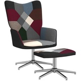 furnicato Sessel Relaxsessel mit Hocker Patchwork Stoff bunt