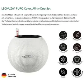 LECHUZA Puro Color 20 Komplettset Ø 20 x 16 cm weiß + Mekramee
