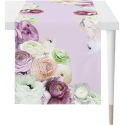 Tischläufer APELT "6802 HAPPY VALENTINE, Valentinstag", bunt (flieder, bunt), B:48cm L:140cm, Polyester, Baumwolle, Tischdecken, Digitaldruck, mit Frühjahrsblüten Motiv, Sommerdeko