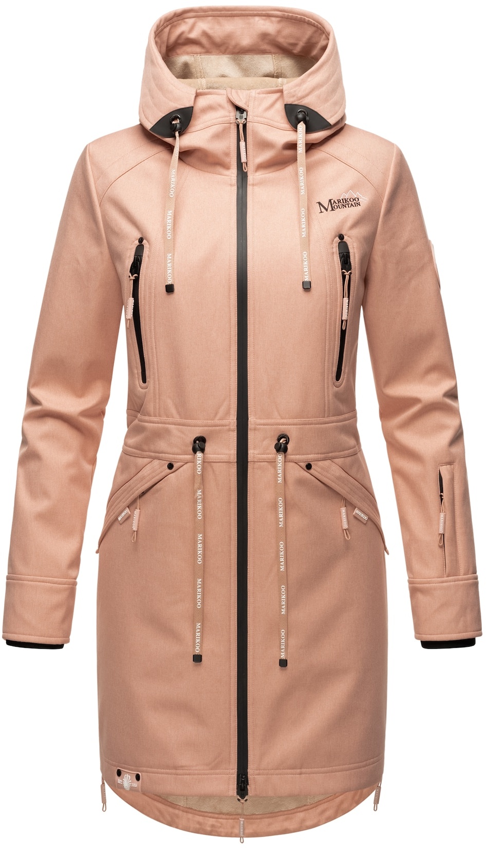 MARIKOO Damen Softshelljacke Funktionsjacke mit warmen Teddyfleece & Kapuze Racquellee