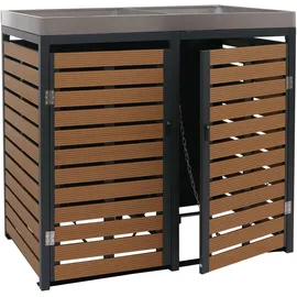 MCW Mülltonnenverkleidung K14 124 x 134 x 84 cm teak-optik