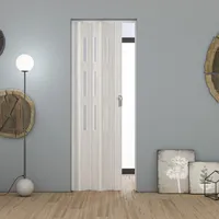 Innenraum Falttur In Pvc 83x214 Cm Mod. Maya Weisse Kiefer Mit Satiniertem Glas