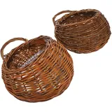 Garneck 2 Stück Blumentopf zum Aufhängen an der Wand hängender wandkorb Blumen- Korb hängend Blumentöpfe zum Aufhängen an der Wand Korbwandpflanzer Rattan Light Brown
