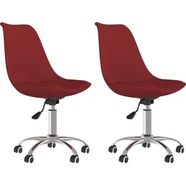vidaXL Esszimmerstühle 2 Stk. Drehbar Weinrot Stoff