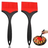 MBAIYO 2 Stück Extra Großer Silikon Backpinsel, 10cm Extra Breiter Backpinsel Hitzebeständiger Grillpinsel zum Kochen Backen Grillen BBQ Kochpinsel Küchenpinsel zum Saucen Butter Öl Marinaden (Rot)