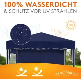 Kronenburg Handel Faltpavillon 3 x 3 m inkl. 2 Seitenteile blau