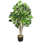 Decovego Kunstpflanze, Schefflera Arboricola, Kunstbaum im Topf, mit Echtholzstämmen, Höhe 95 cm