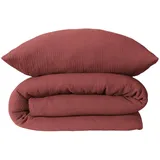 SCHIESSER Bettwäsche »Molly aus softer Musselin-Qualität in gedeckten, natürlichen Farben«, (2 tlg.), MADE IN GREEN by Oeko-Tex rot