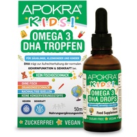 Omega 3 Vegan – Ohne Fischgeschmack – Veganes Omega 3 Öl für Säuglinge, Kleinkinder und Kinder – Nachhaltiges Algenöl, Alternative zu Fischöl – 50 ml | APOKRA Kids Vegan Omega 3 Algenöl