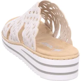 Rieker Damen Pantolette breiter Riemen mit Strass schmale Weite V0689, Größe:41 EU, Farbe:Beige - Beige - 41