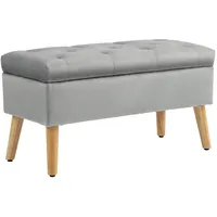 Homcom Polsterbank Samt Grau 80 x 35 x 42 cm