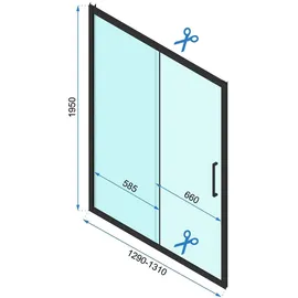 REA Rapid Slide Duschtür 130 x 195 cm schwarz transparent REA-K6403