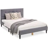 Homestyle4u Polsterbett 120x200 Grau Doppelbett mit Lattenrost 1985
