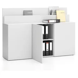 Büroportschrank für LAYERS Schreibtisch, lang, weiß