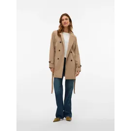 Vero Moda Trenchcoat VERO MODA "VMCHELSEA OLIVIA TRENCHCOAT NOOS", Damen, Gr. S, silber (silber mink), Twill, Obermaterial: 100% Polyester, unifarben, regular fit ca. Mitte Oberschenkel, mit Riegel, Mäntel, kurzer 2-Reiher mit abnehmbarem Bindegürtel