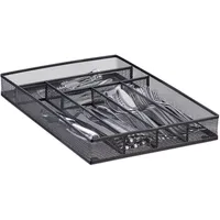 Relaxdays Besteckkasten groß Metallgeflecht 5,1 x 28,6 x 40,6 cm schwarz
