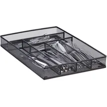 Relaxdays Besteckkasten groß Metallgeflecht 5,1 x 28,6 x 40,6 cm schwarz