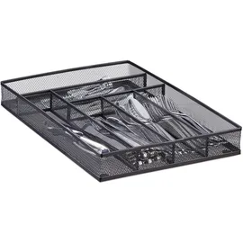 Relaxdays Besteckkasten groß Metallgeflecht 5,1 x 28,6 x 40,6 cm schwarz