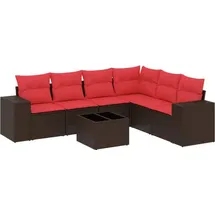vidaXL 7-teiliges Gartensofa-Set mit Kissen, braun, Polyrattan - Braun